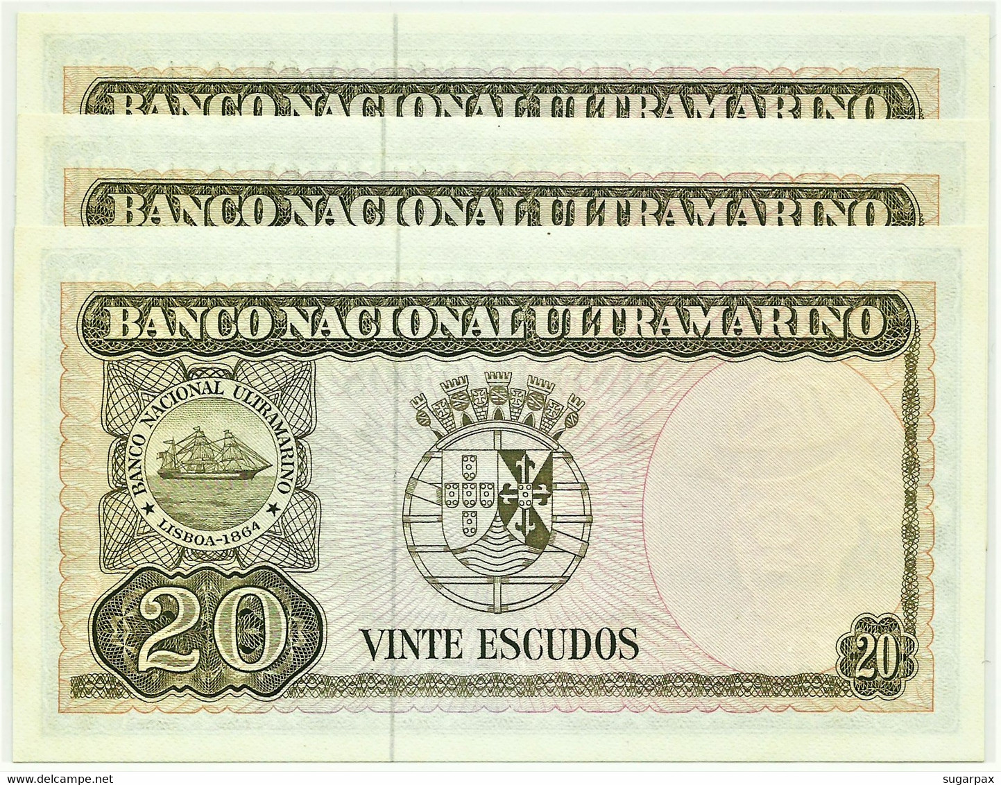 TIMOR - 3 X 20 ESCUDOS - 24.10.1967 - P 26 - Unc. - Sign. 7 - 7 Digits - REGULO D. ALEIXO - PORTUGAL - Timor