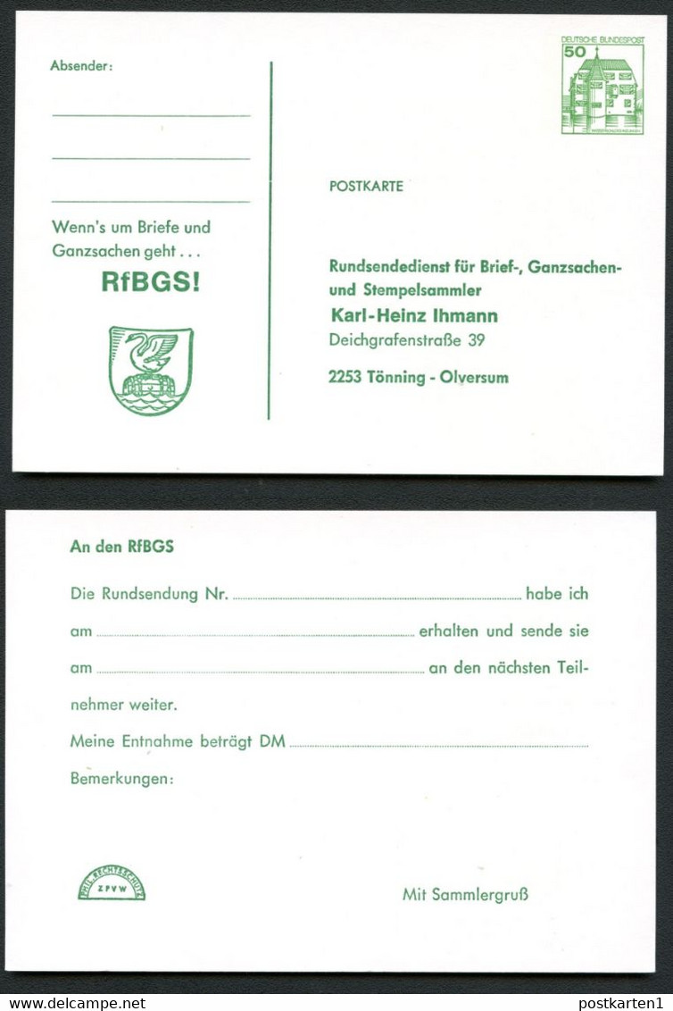 Bund PP104 B2/037 RUNDSENDEDIENST RfBGS Ihmann Tönning-Olversum 1980 - Private Postcards - Mint