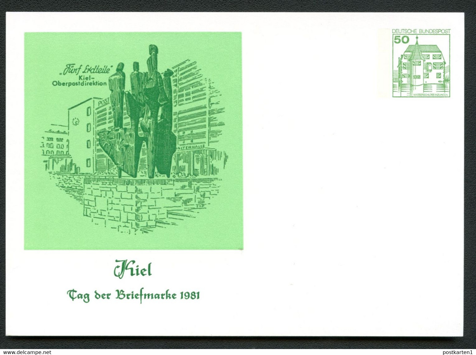 Bund PP104 C2/013 DENKMAL FÜNF ERDTEILE Kiel 1981 - Cartes Postales Privées - Neuves
