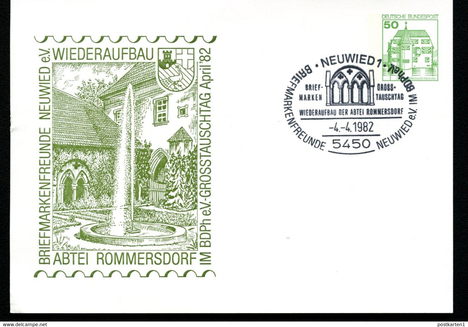 Bund PP104 C2/025 ABTEI ROMMERSDORF INNENHOF Sost. Neuwied 1982 - Private Postcards - Used