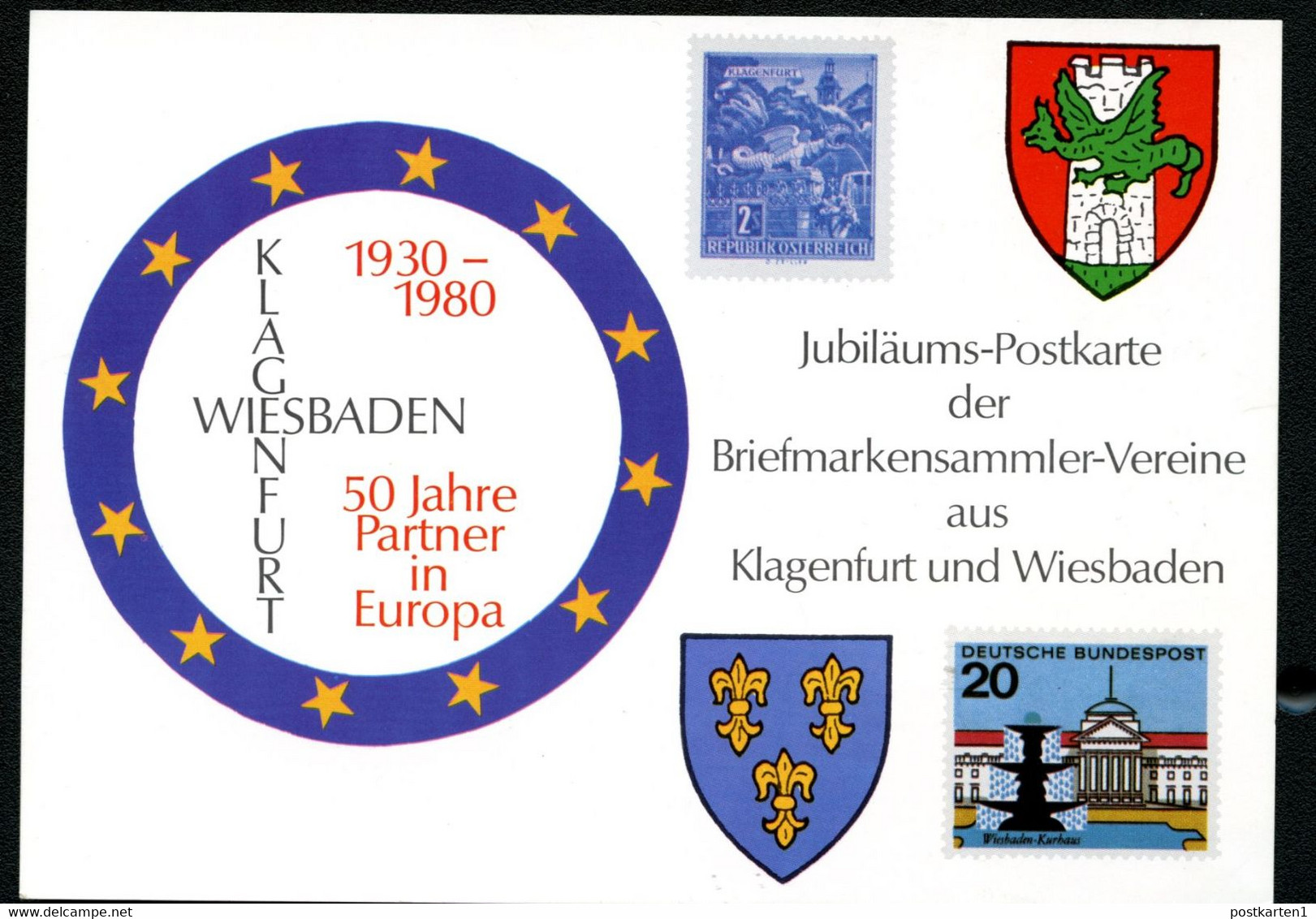 Bund PP104 C2/030c WAPPEN WIESBADEN KLAGENFURT 1981 - Private Postcards - Mint