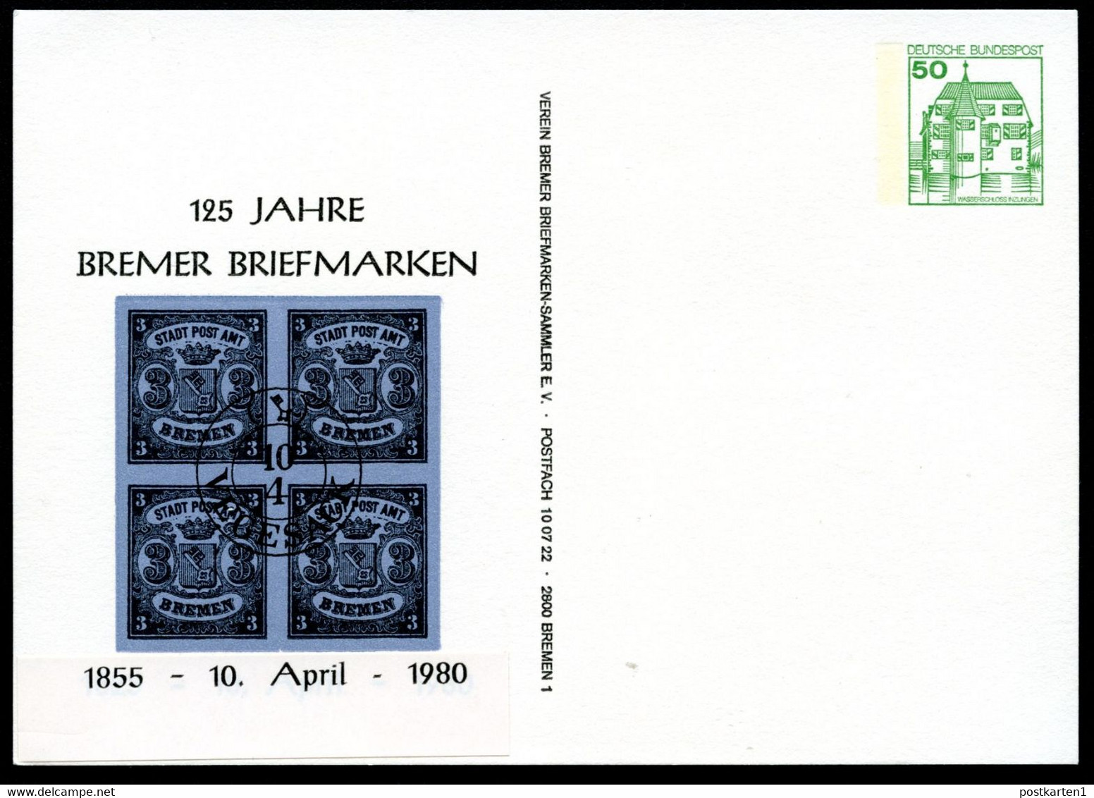 Bund PP104 D2/005 125 J. BRIEFMARKEN BREMEN 1980 - Private Postcards - Mint