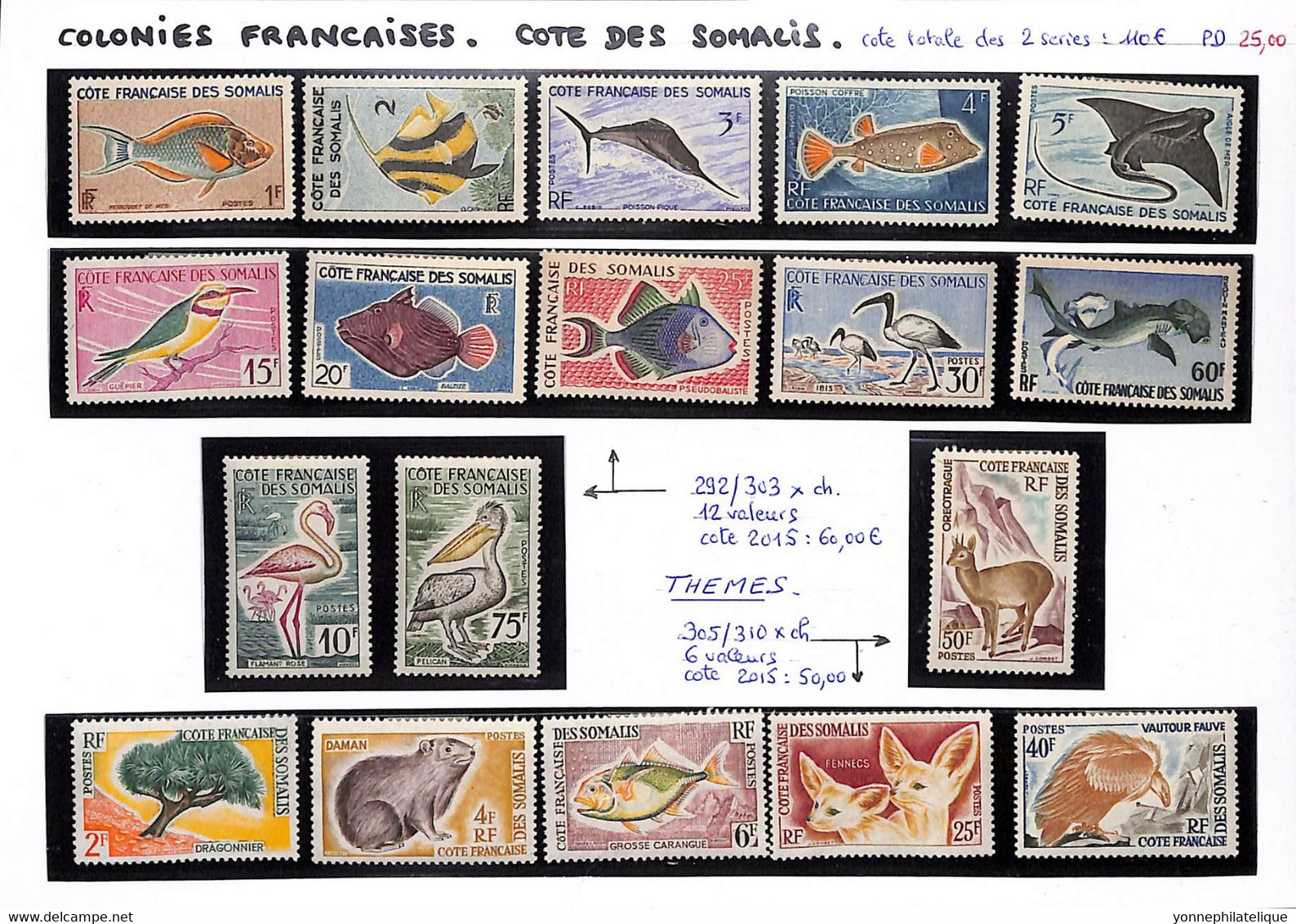 COTE DES SOMALIS - Ex Colonies Francaises - Themes 292/303 + 305/310 X -  Cote Totale 2015 :110.00€ (voir Scan ) - Otros & Sin Clasificación