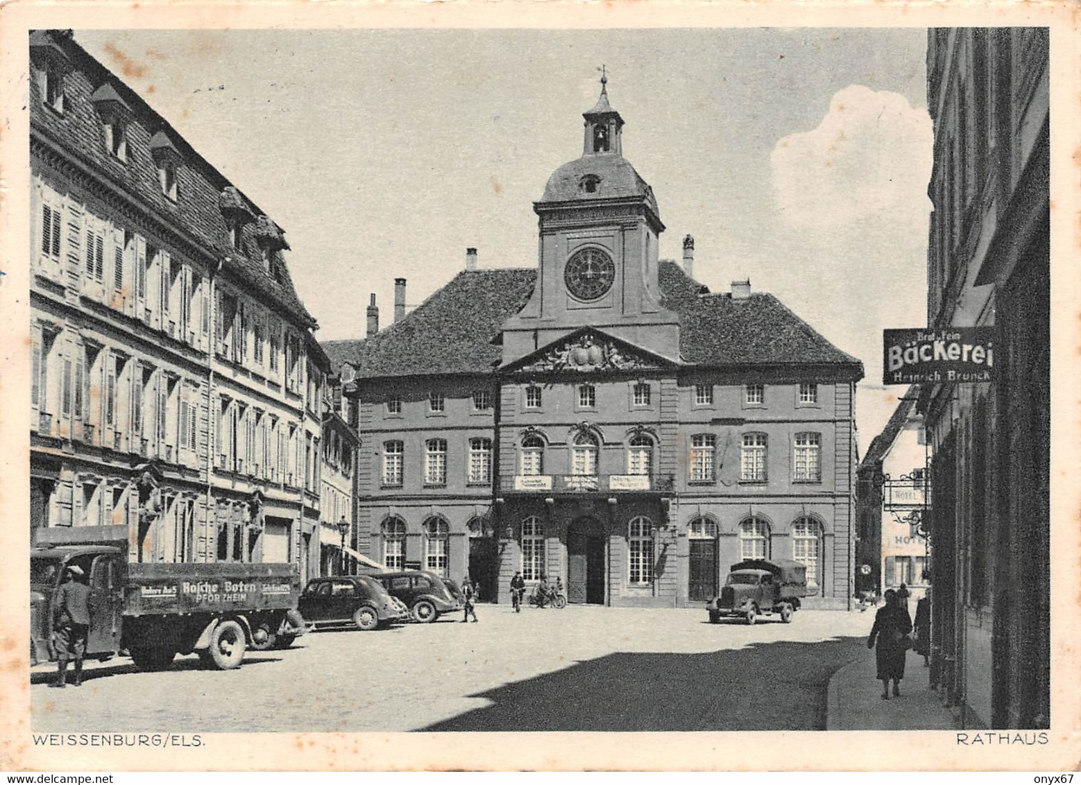 WISSEMBOURG-WEISSENBURG-67-Bas-Rhin-Bäckerei Brunck-Camion Pforzheim-Auto-Voiture-Guerre 39/45-Cachet-Stempel 10 X 15 - Wissembourg