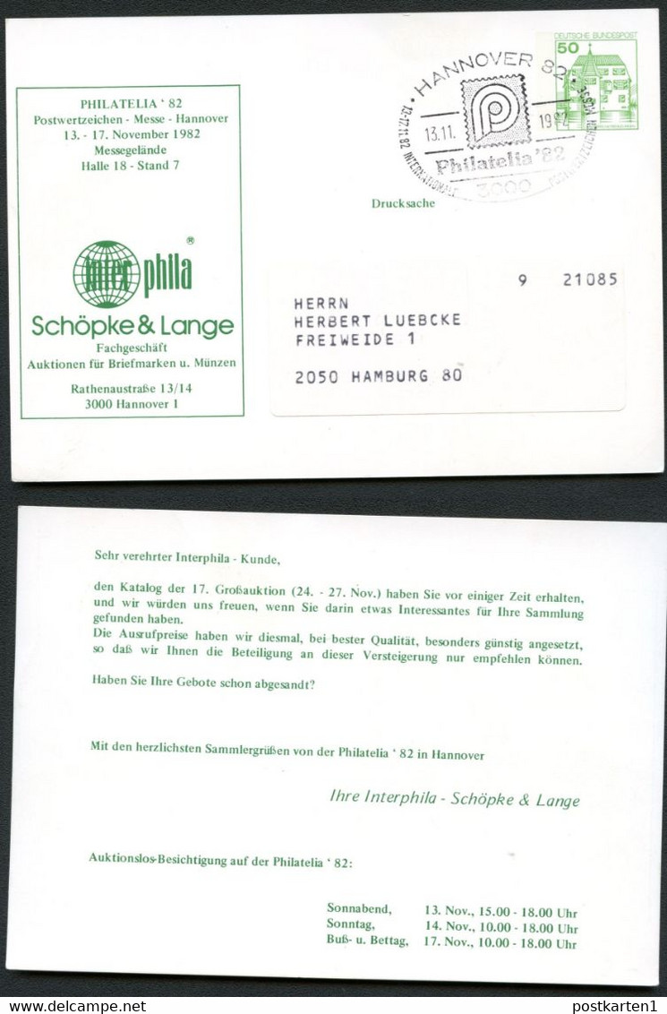 Bund PP104 D2/016-I INTERPHILA HANNOVER Sost. 1982 - Cartoline Private - Usati