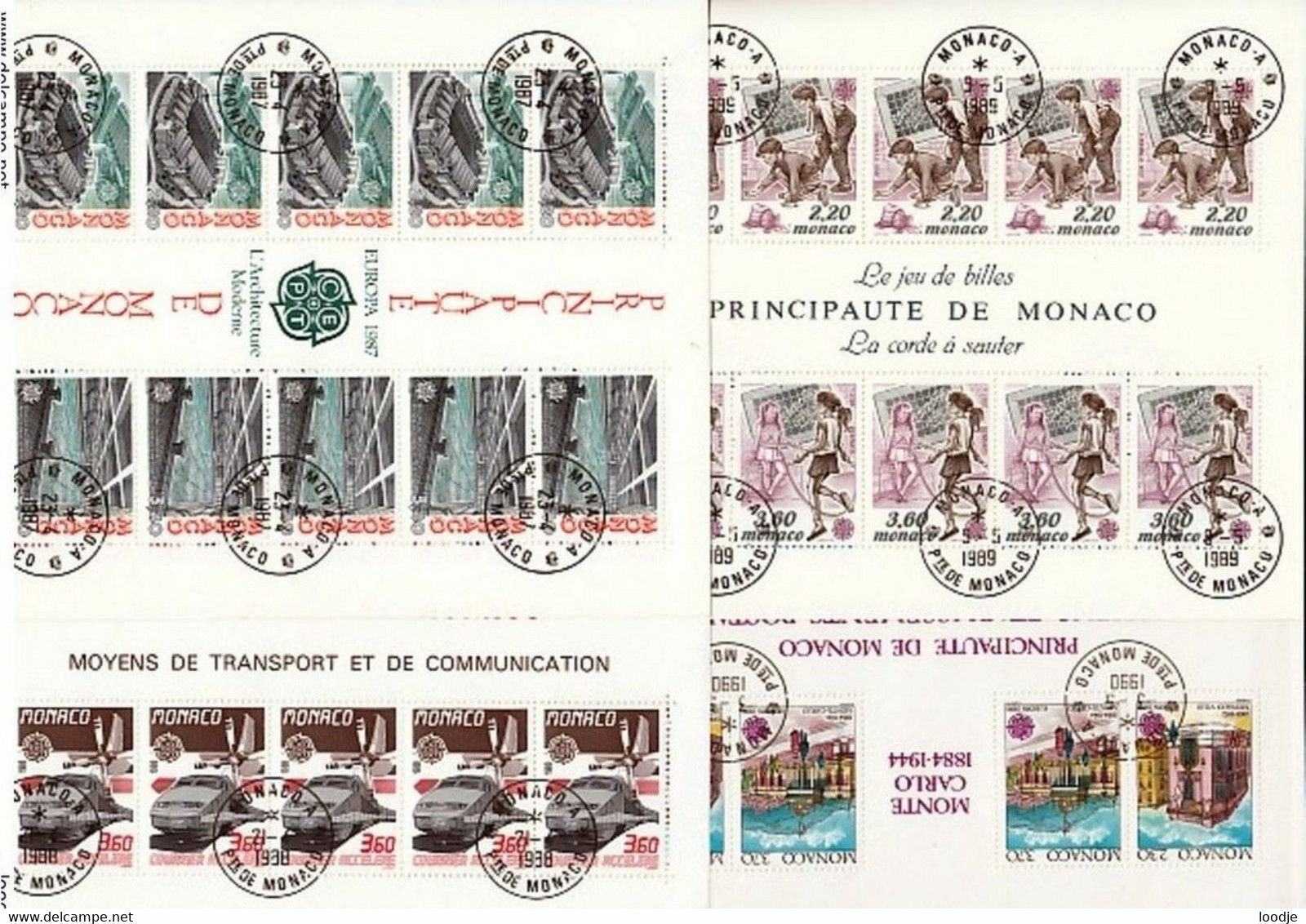 Monaco  Blokken 1987 T.m. 1990  Europa Cept Gestempeld - Sammlungen