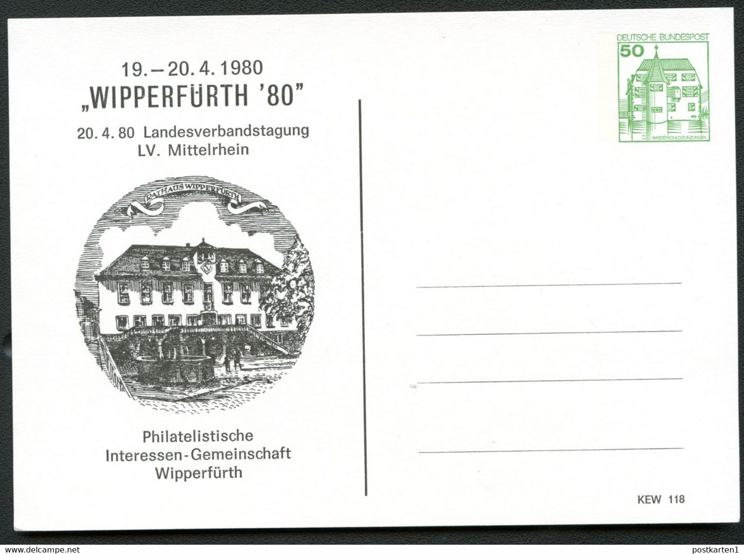 Bund PP104 D2/059 RATHAUS WIPPERFÜRTH 1980 - Cartoline Private - Nuovi