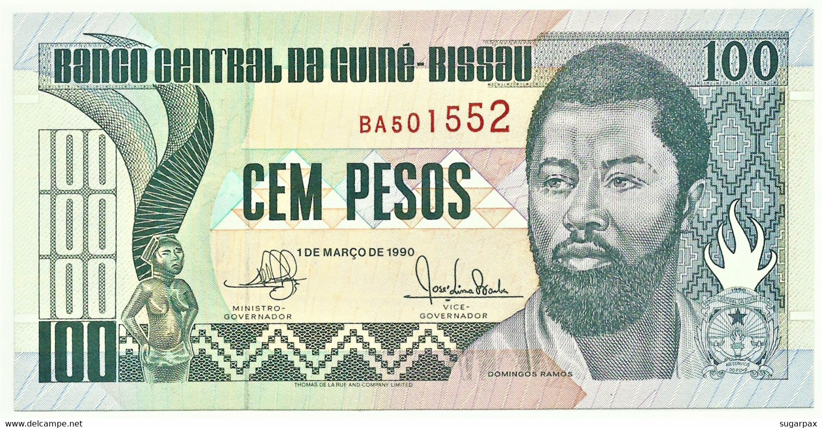 Guiné-Bissau - 100 Pesos - 01.03.1990 - P 11 - Unc. - Serie BA - Domingos Ramos - Guinea–Bissau