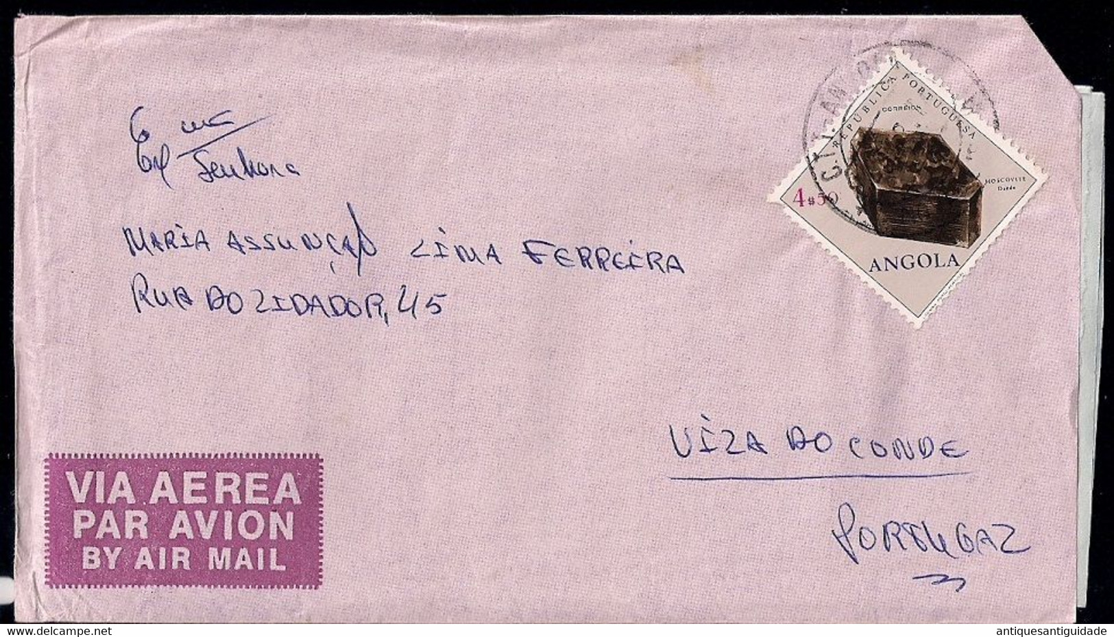 1974 - Luanda  Angola Airmail To Vila Do Conde Portugal With Love Correspondence. - Lettres & Documents