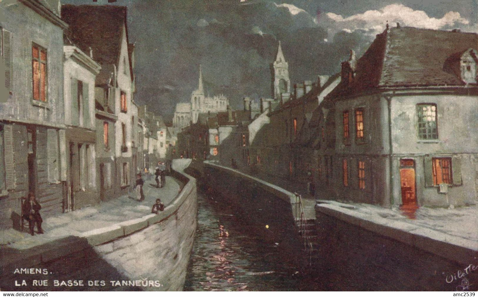 PEINTURE  Raphael Tuck  Oilette Amiens La Rue Basse Des Tanneurs - Pittura & Quadri