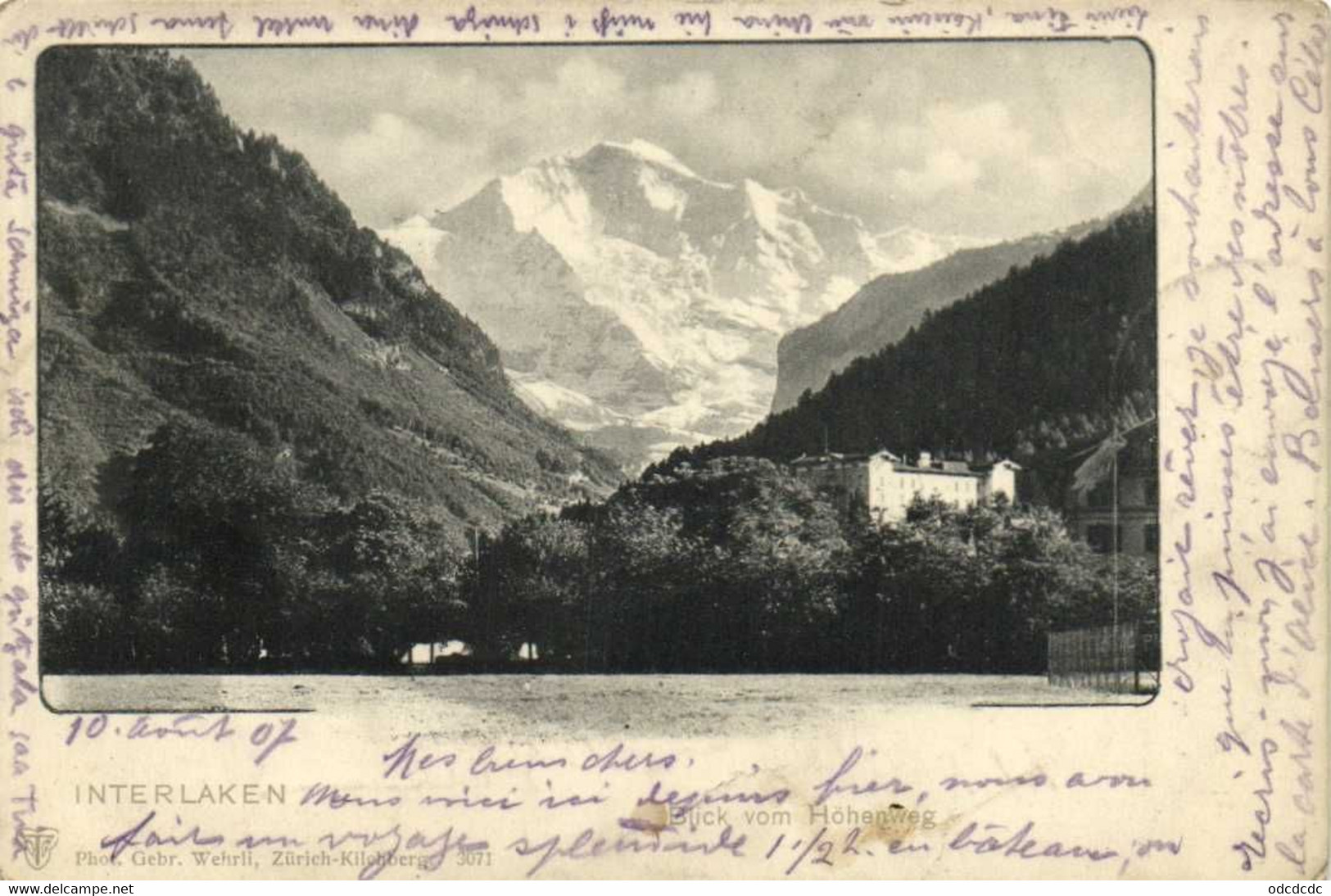 INTERLAKEN Blick Vom Hohenweg  Pionnière RV Timbre Cachet - Interlaken