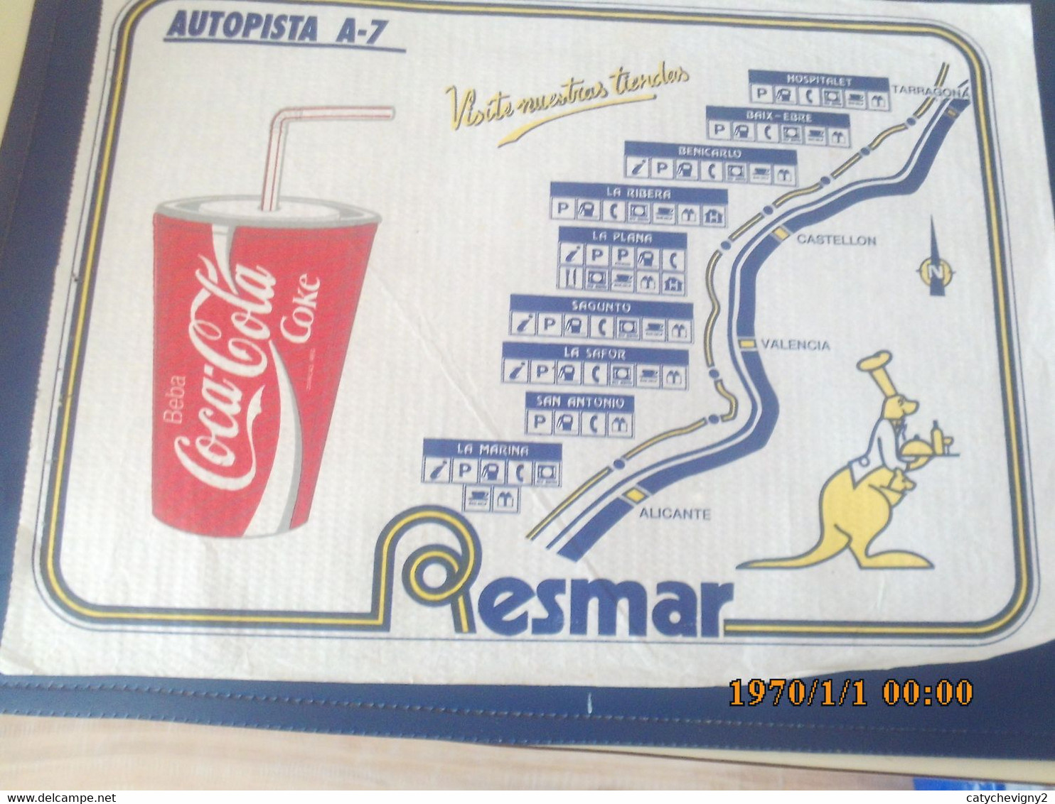 SET TABLE PUBLICITAIRE  EN PAPIER  AUTOPISTA A7 AUTOROUTE COCA COLA RESMAR - Company Logo Napkins