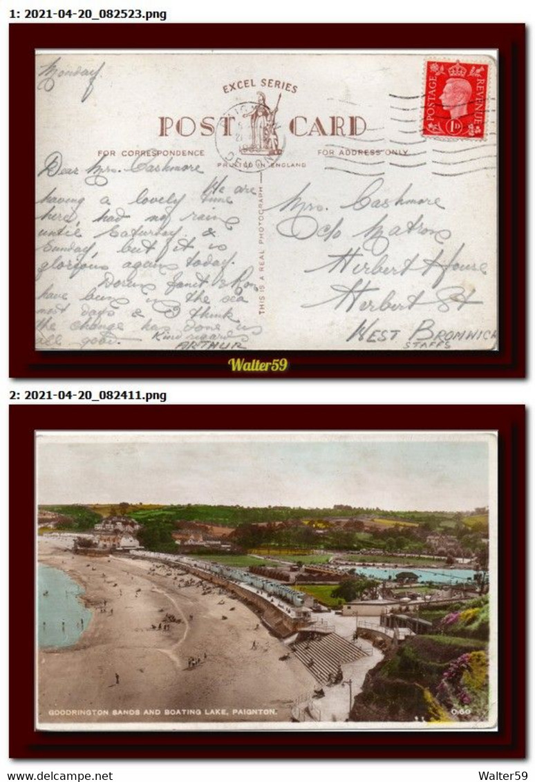 1939 UK Great Britain Postcard PAIGNTON Goodrington Sands Posted To Staffs - Paignton