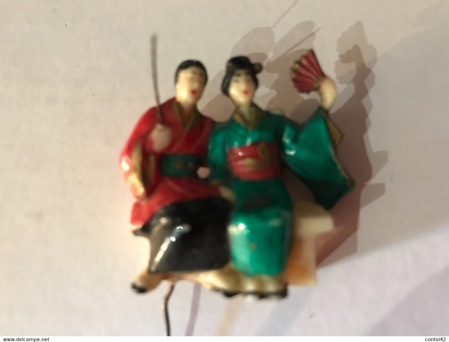 JAPON OU CHINE FIGURINE JOUET ANCIEN TYPE KIMONO FEMME EVENTAIL ASIE COLLECTION - Andere & Zonder Classificatie