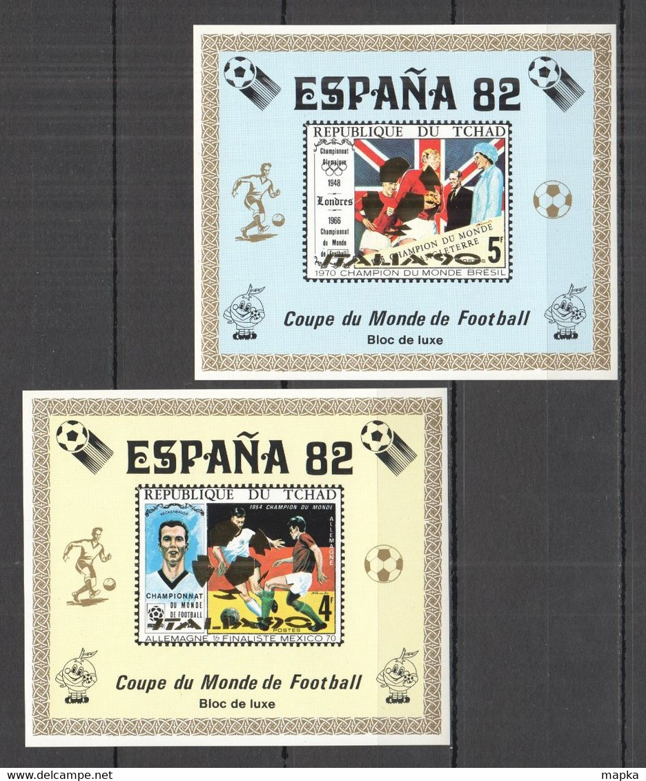 VV257 IMPERF CHAD FOOTBALL WORLD CUP 1982 !!! GOLD OVERPRINT ITALY 90 & LUX MNH - 1982 – Espagne