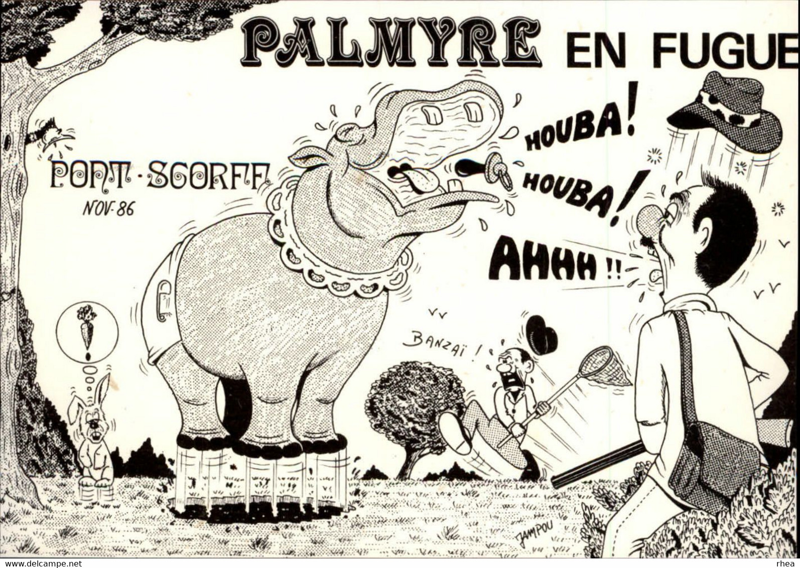 56 - PONT-SCORFF - Zoo - Hippopotame Palmyre - 1986 - Dessin De JAMPOU - Pont Scorff