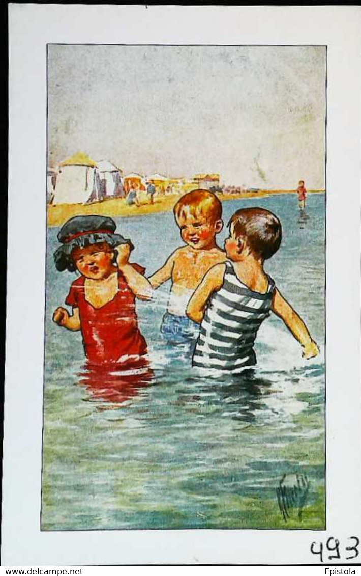 ► Natation (Swimming) -  Petits Baigneurs Illustration - Reproduction Retro 493 - Natation