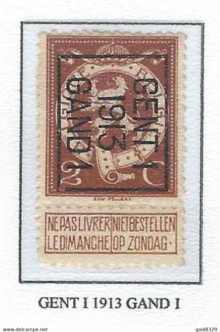 Préo  1913   -   COB 109 TYPO -  (2c. Brun GENT I  1913  GAND I) (Pos B) - Typos 1912-14 (Löwe)