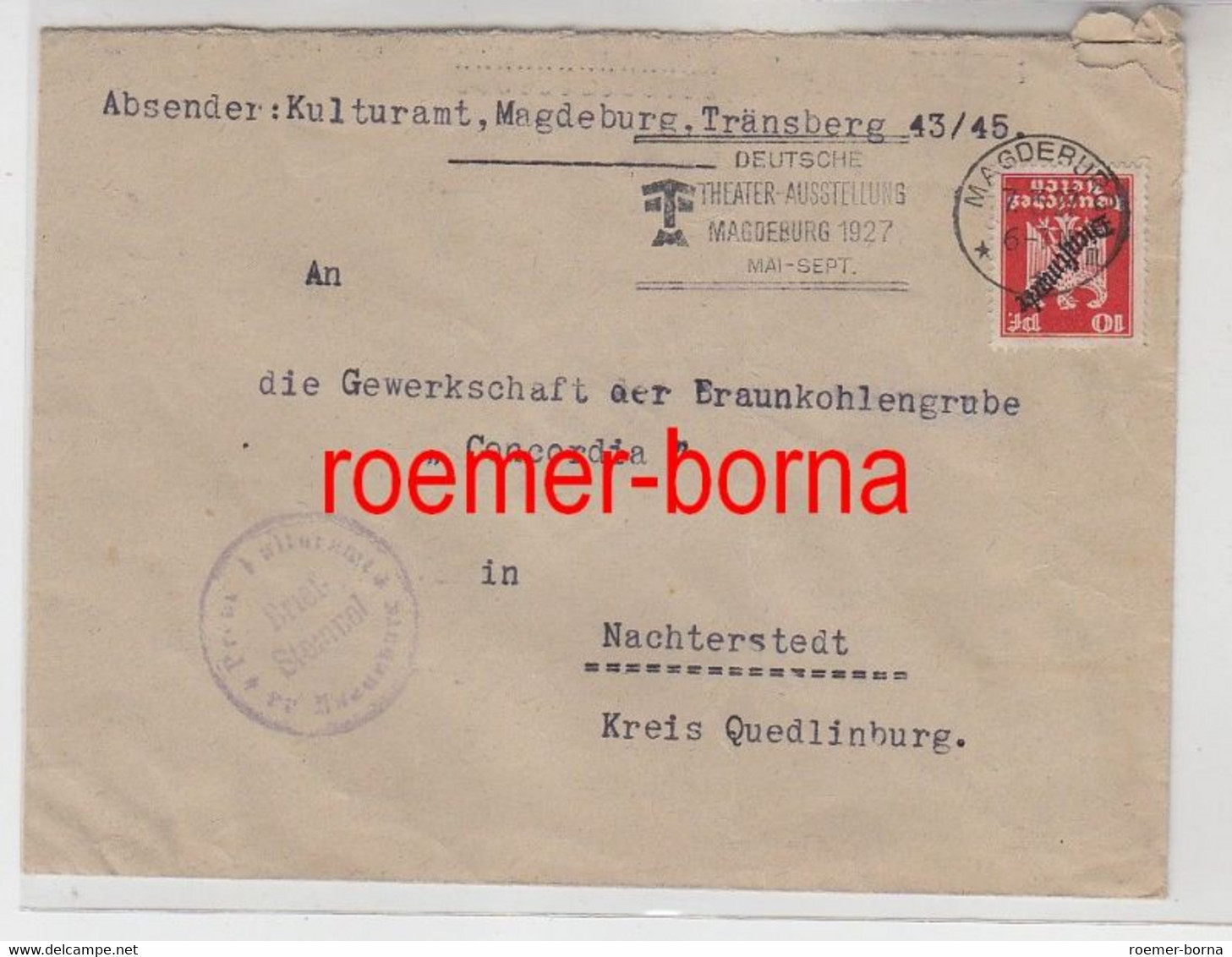 83231 Brief Mit Stempel Dt.Theater Ausstellung Magdeburg 1927 - Other & Unclassified