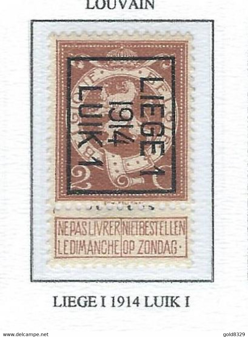 Préo  1914   -   COB 109 TYPO -  (2c. Brun LIEGE I  1914  LUIK I) (Pos B) - Tipo 1912-14 (Leoni)