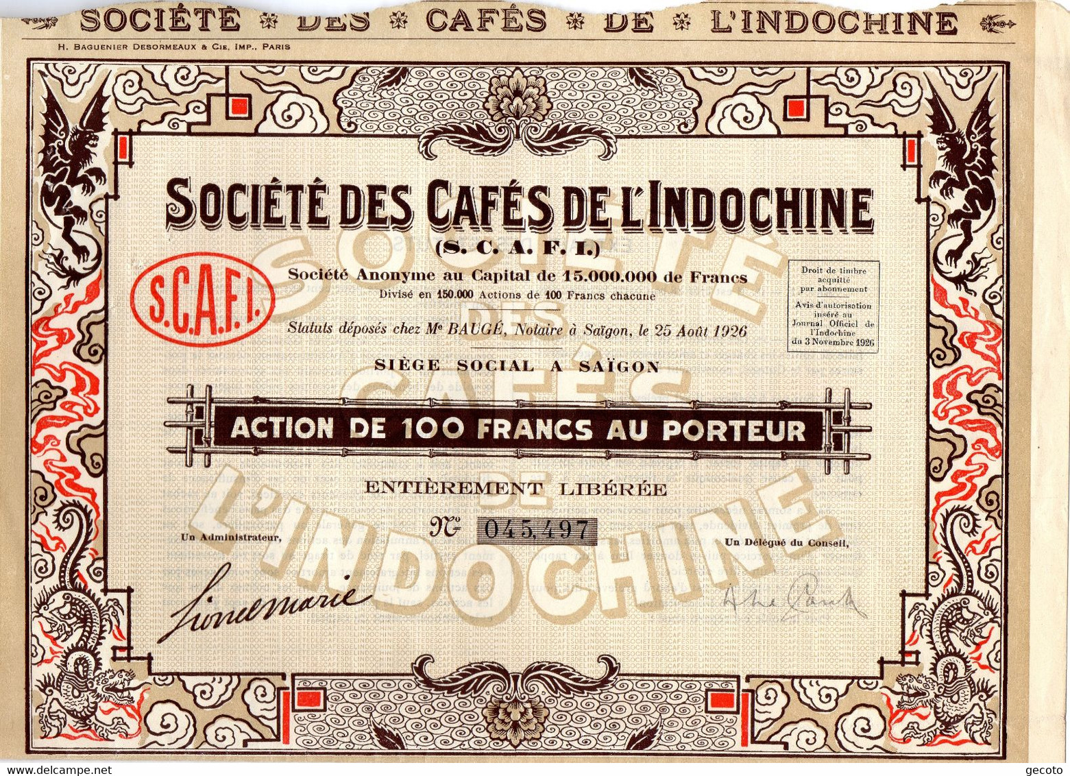 Cafés De L'Indochine En 1926 - Azië