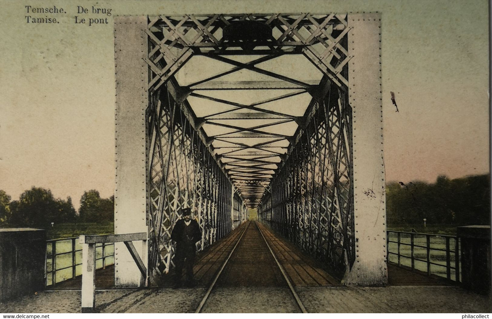 Temse - Temsche - Tamise // De Brug - Le Pont (kleur!) (Brug Wachter?) 1911 - Temse