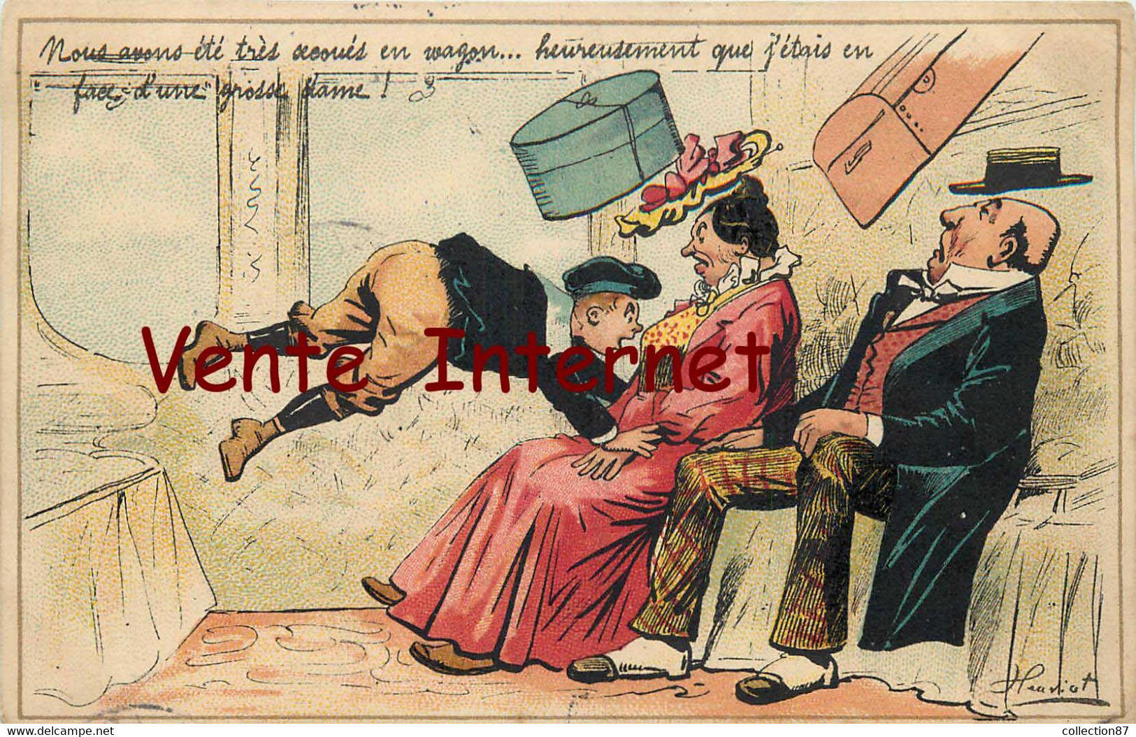 ☺♦♦ TRAIN Et SECOUSSE Dans Le WAGON Par HENRIOT - Comique Humour - BAHN - Henriot