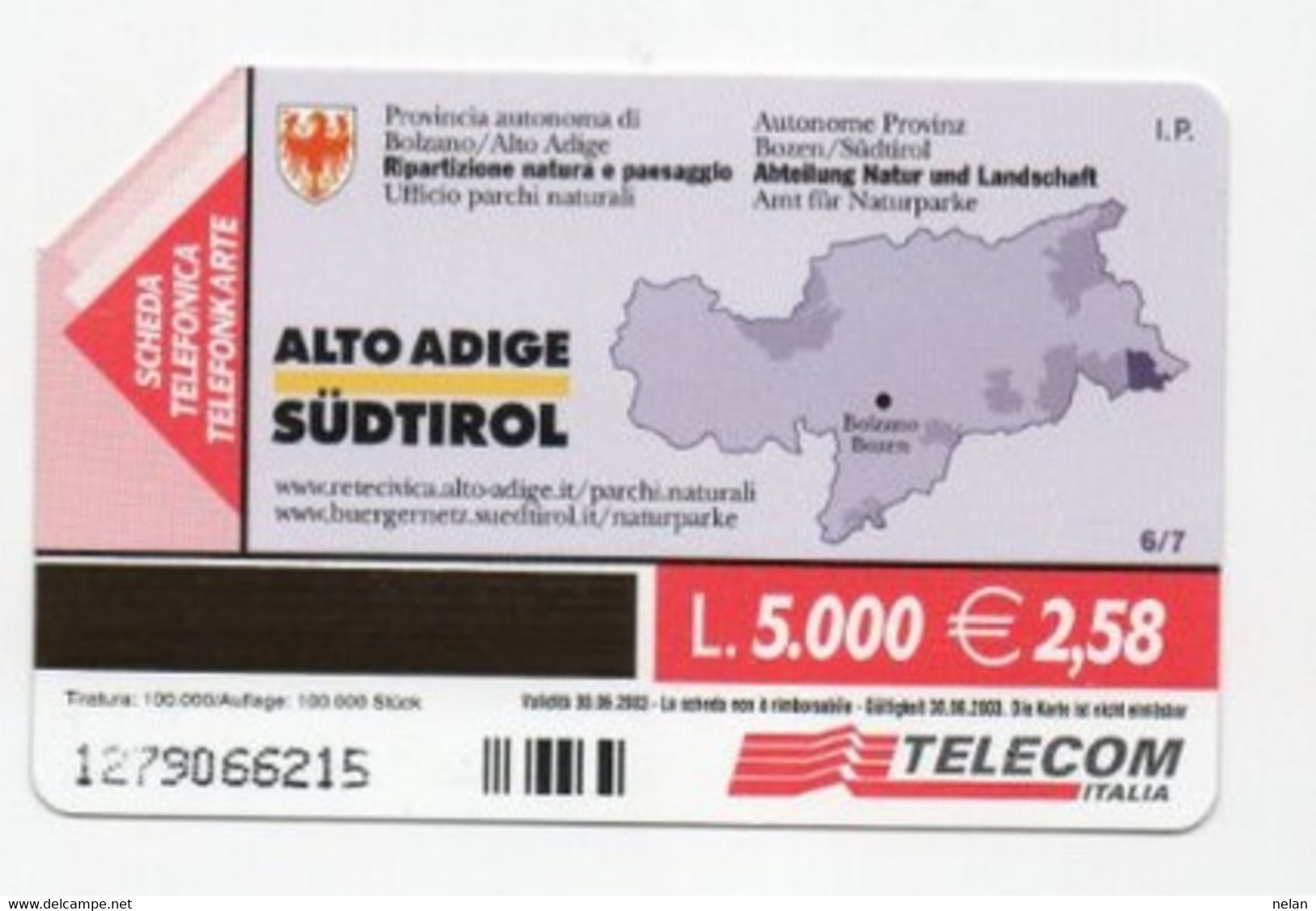 SCHEDA TELEFONICA - PHONE CARD - ITALIA - TELECOM - ALTO ADIGE - Montañas