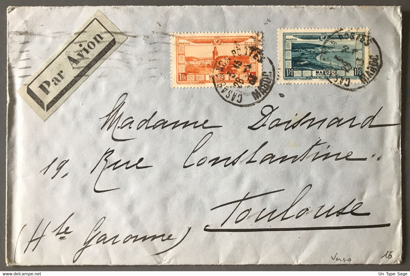 Maroc, Poste Aérienne N°17 Et 18 Sur Enveloppe De Casablanca 28.4.1933 Pour La France - (C1061) - Luftpost