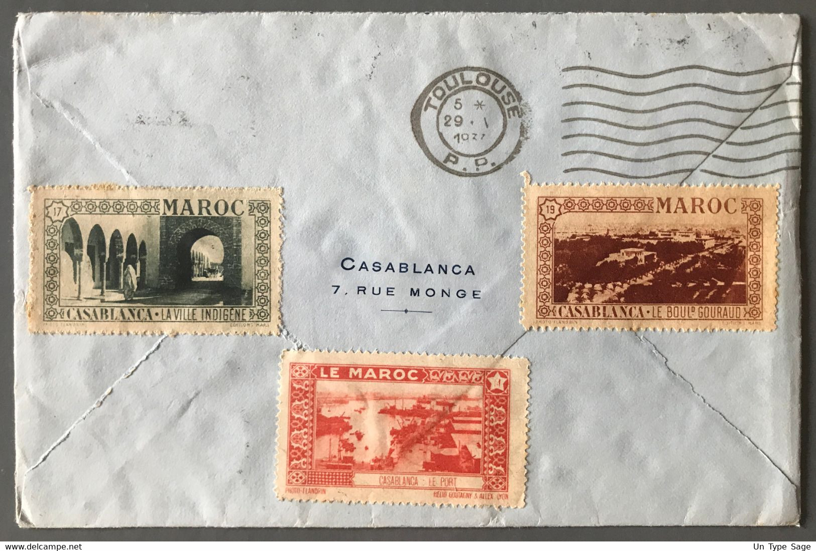 Maroc, Poste Aérienne N°17 Et 18 Sur Enveloppe De Casablanca 28.4.1933 Pour La France - (C1061) - Luftpost