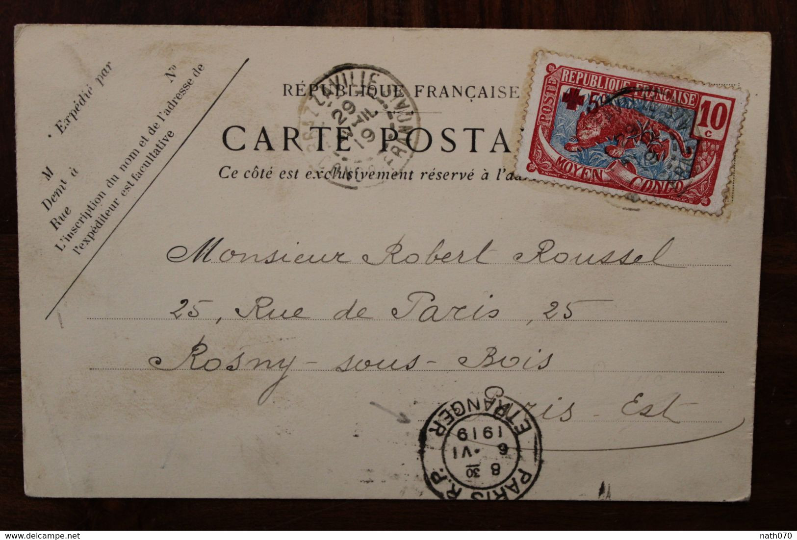 Moyen Congo 1919 France 10c + Croix Rouge Surcharge CPA Ak Cover Rare ! - Briefe U. Dokumente