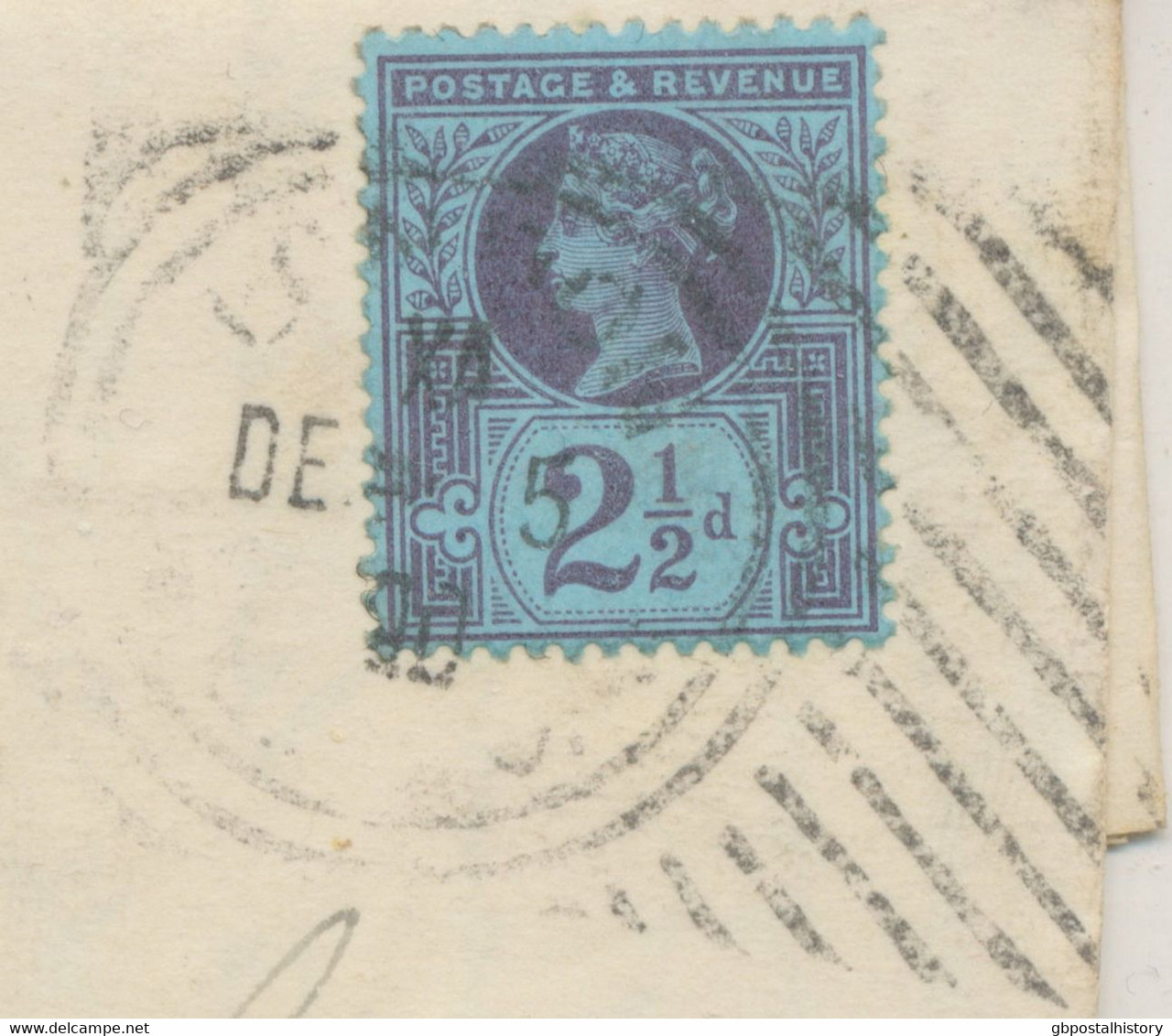 GB 1890 Rare Experimental Hoster Postmark (12 Thick Bars) „LONDON E.C“ On Superb Entire W Jubilee 2 ½d To COGNAC, FRANCE - Brieven En Documenten