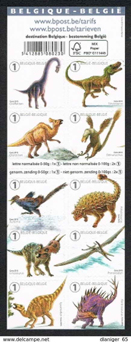 Année 2015 - COB B154** (4549 à 4558)- Les Redoutables Dinosaures - Carnet Timbres Autocollant  - Cote 23,00€ - Unclassified