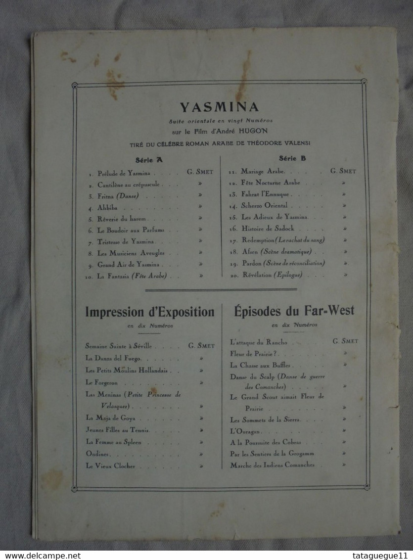 Ancien - Partition Grand Air De Yasmina G. Smet 4 Instruments Années 1900 - S-U