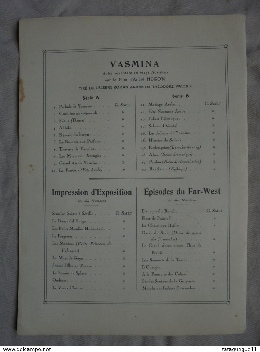 Ancien - Partition Grand Air de Yasmina G. Smet 4 Instruments Années 1900