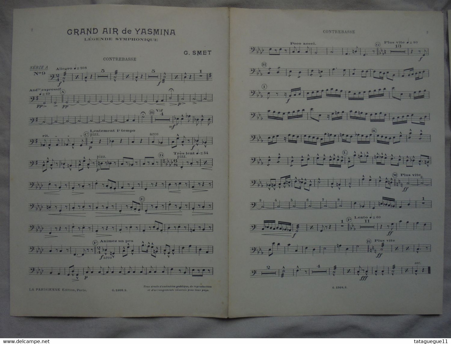 Ancien - Partition Grand Air de Yasmina G. Smet 4 Instruments Années 1900