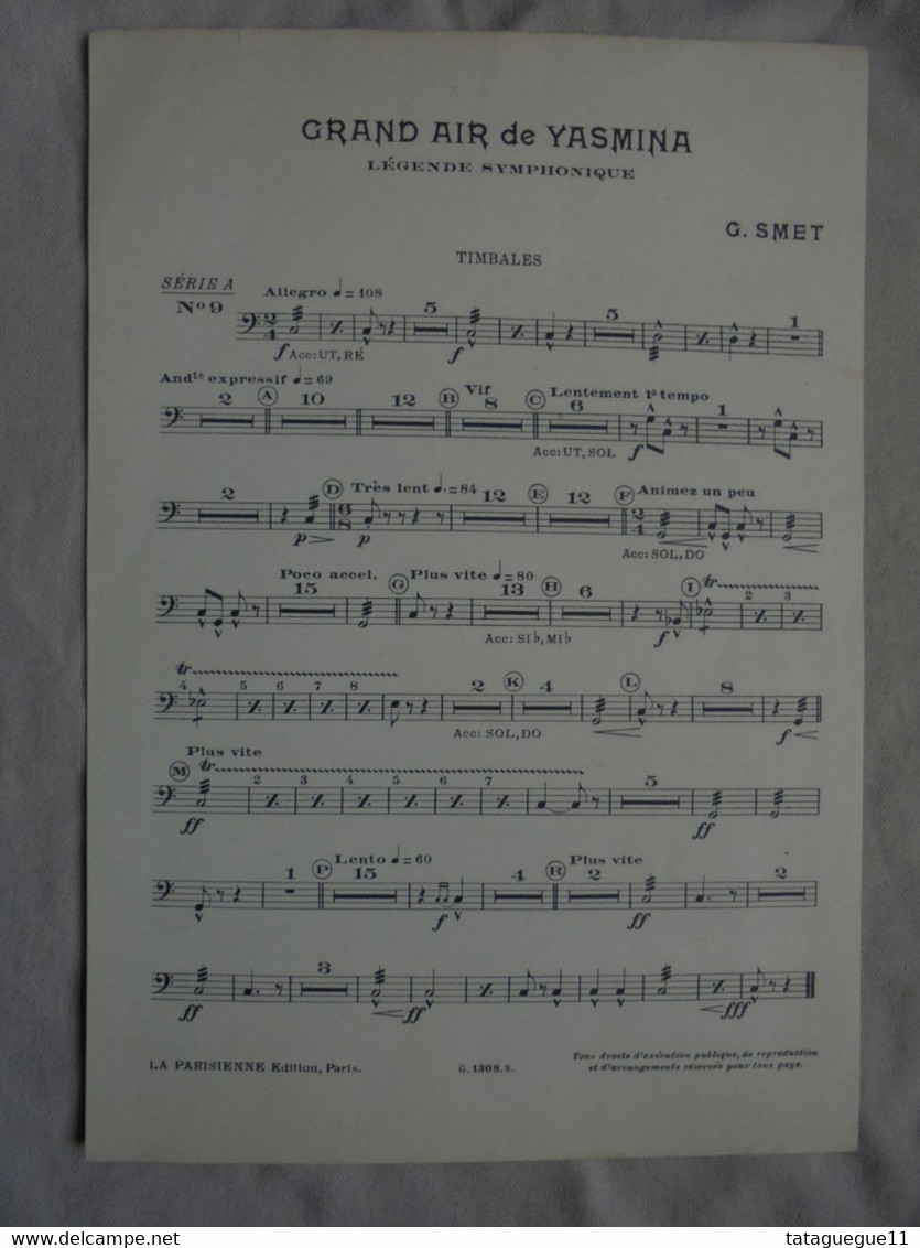 Ancien - Partition Grand Air de Yasmina G. Smet 4 Instruments Années 1900