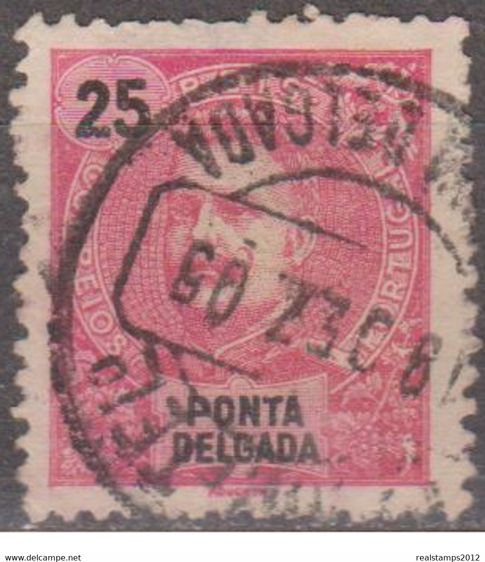 PONTA DELGADA (Açores)-1898-1905,  D. Carlos I. Novas Cores E Valores,  25 R.   D.11 3/4 X 12  (o)  MUNDIFIL   Nº 28 - Ponta Delgada