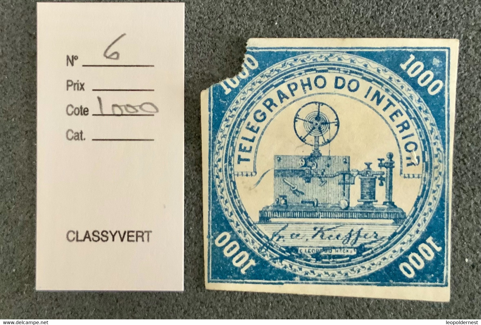 BRÉSIL. TÉLÉGRAPHE. Neuf N°6. Sans Gomme? Cote : 1000€. - Unused Stamps