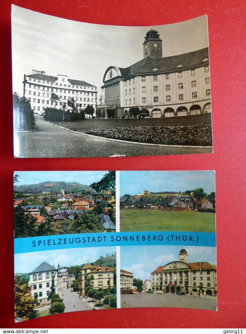 2 X Sonneberg - Rathaus - Sternwarte - Platz Der Republik - Echt Foto -  DDR 1974, 1970 - Thüringen - Sonneberg