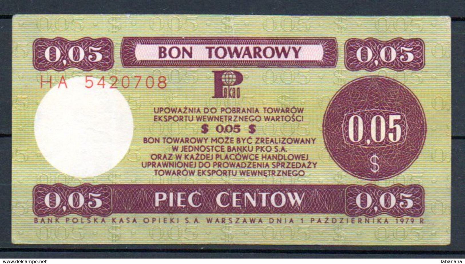 329-Pologne Bon De 5c 1979 HA542 - Poland