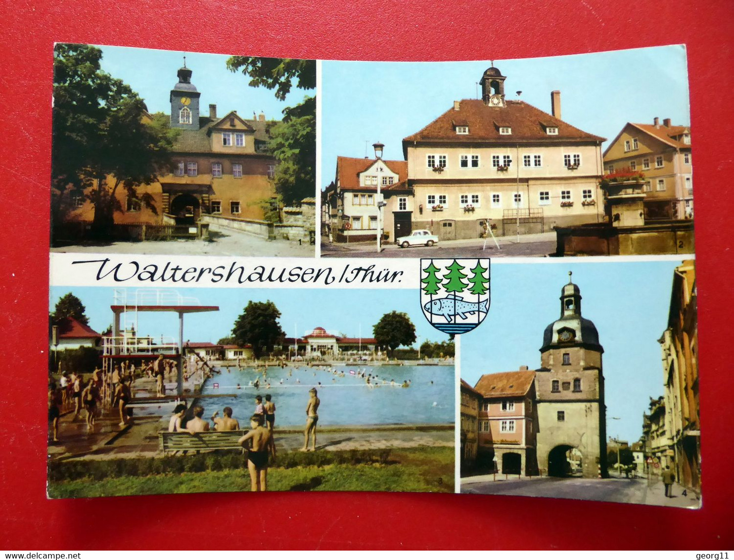 Waltershausen - Wappen - Schloss Tenneberg - Schwimmbad - DDR 1967 - Thüringen - Waltershausen