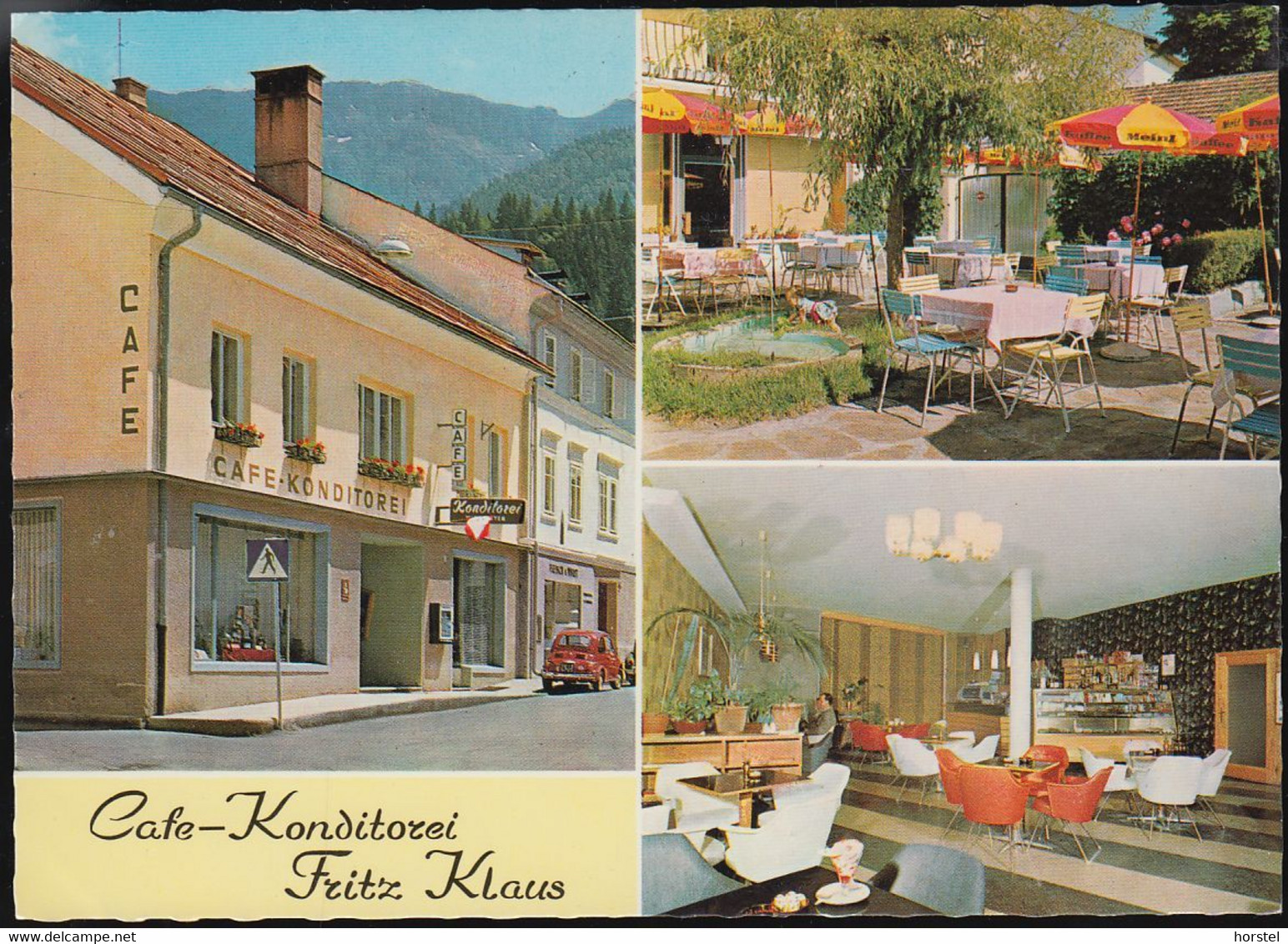 Austria - 9640 Kötschach-Mauthen - Cafe - Konditorei Gästehaus - Gebr. Klaus - Car - Fiat 500 - Lesachtal