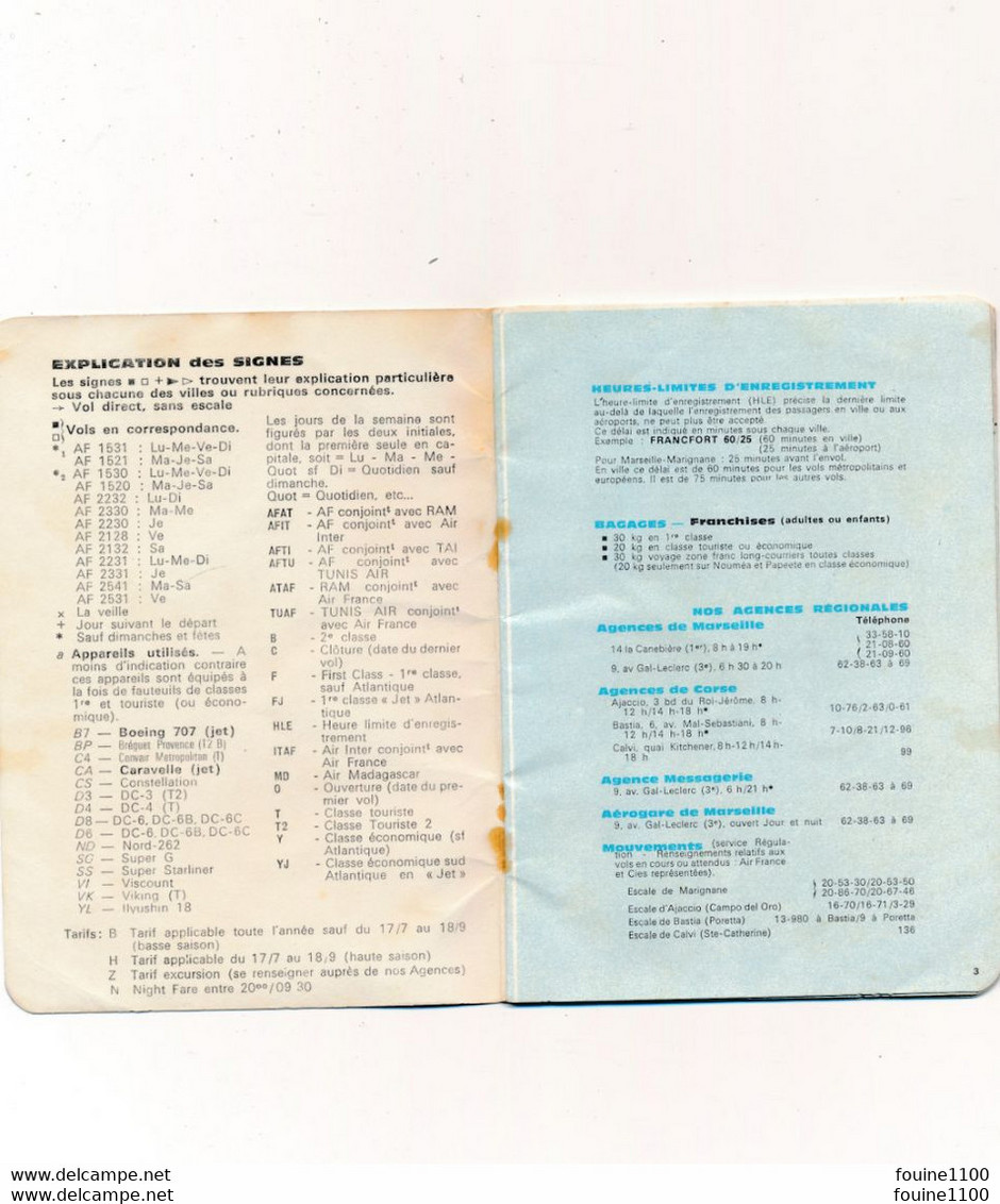 Horaire De Poche COMPAGNIE AERIENNE AIR FRANCE 1964  ( Entièrement Scanné ) Mauvais état - Europe