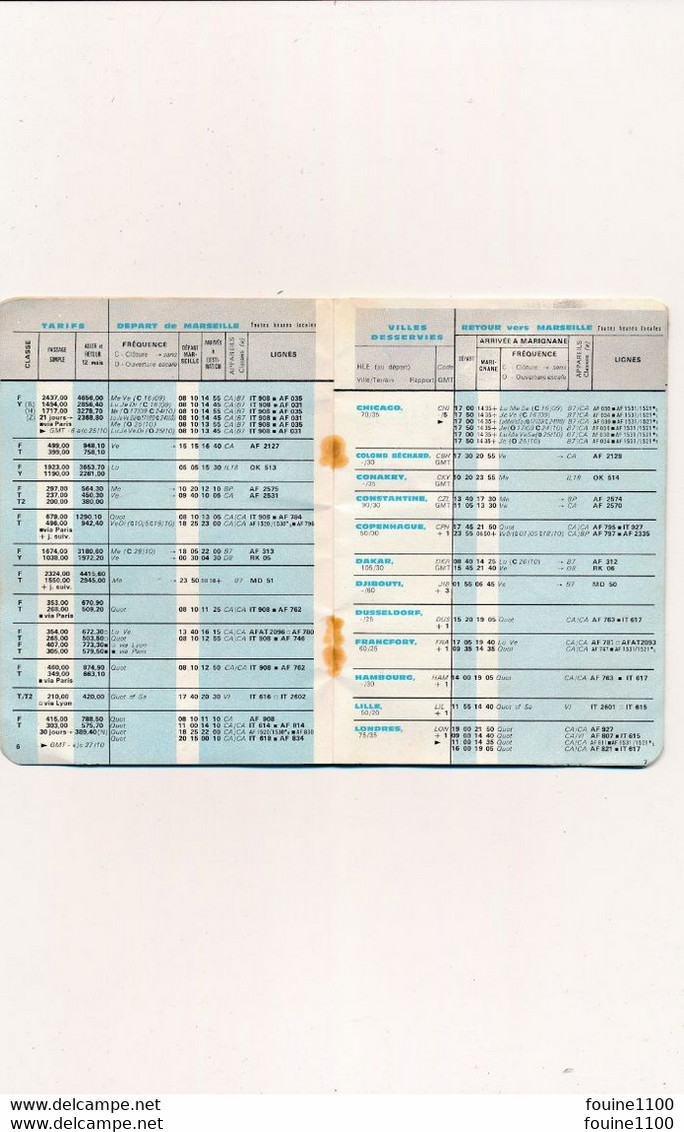 Horaire De Poche COMPAGNIE AERIENNE AIR FRANCE 1964  ( Entièrement Scanné ) Mauvais état - Europa