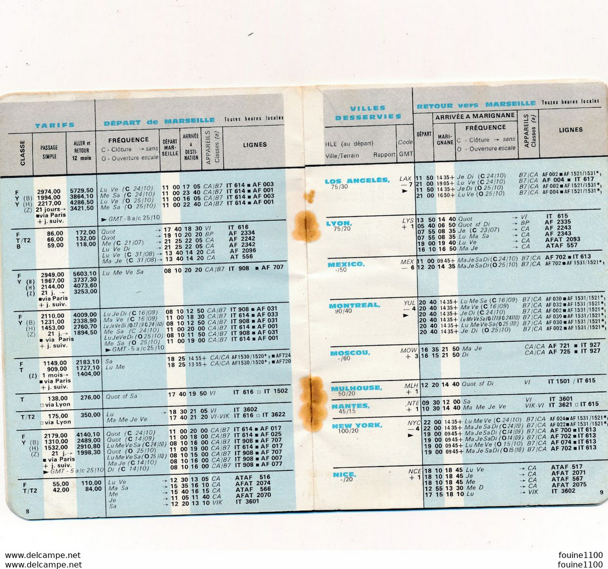 Horaire De Poche COMPAGNIE AERIENNE AIR FRANCE 1964  ( Entièrement Scanné ) Mauvais état - Europe