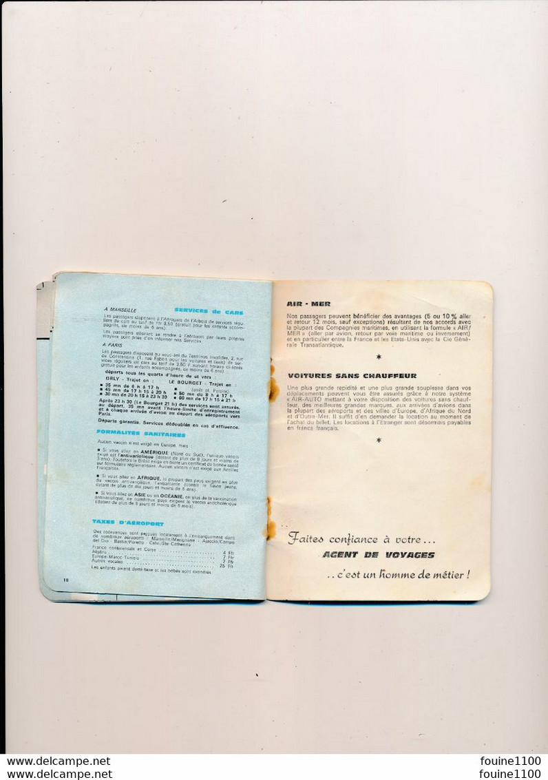 horaire de poche COMPAGNIE AERIENNE AIR FRANCE 1964  ( entièrement scanné ) mauvais état