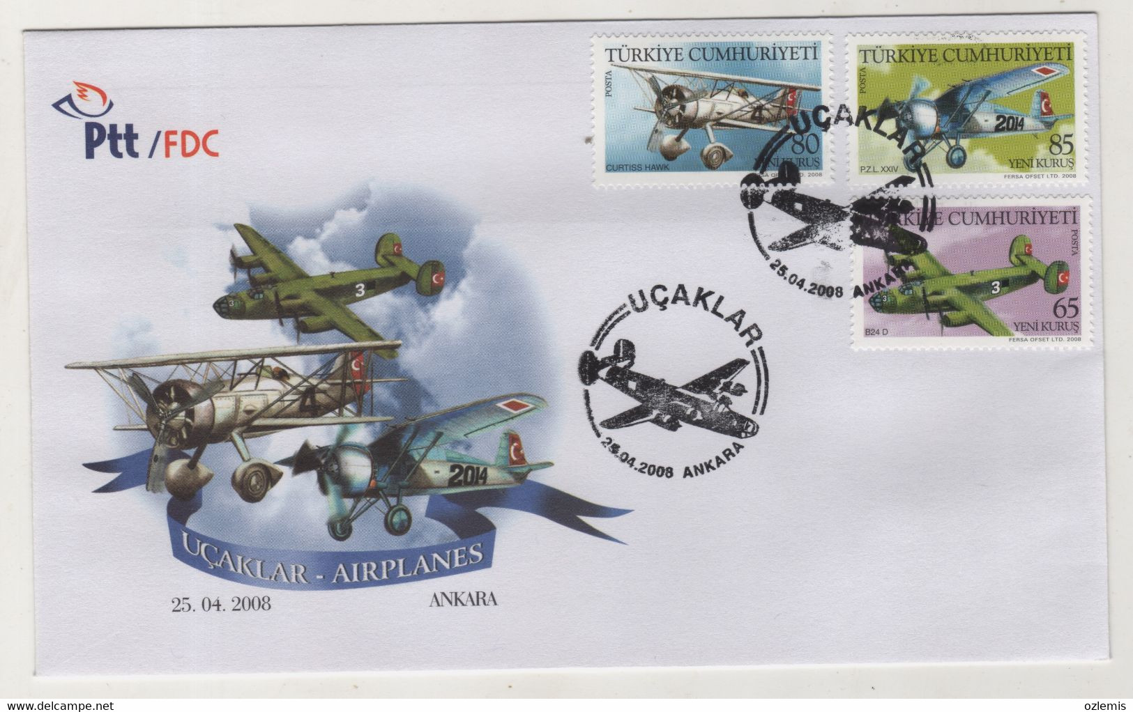 TURKEY,TURKEI,TURQUIE,AIRPLANES 2008,  FDC - Lettres & Documents