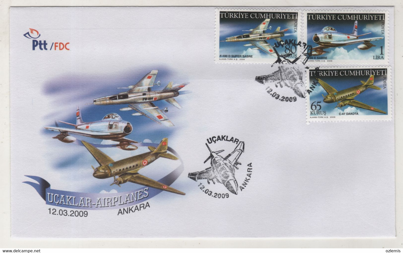 TURKEY,TURKEI,TURQUIE,AIRPLANES 2009,  FDC - Briefe U. Dokumente