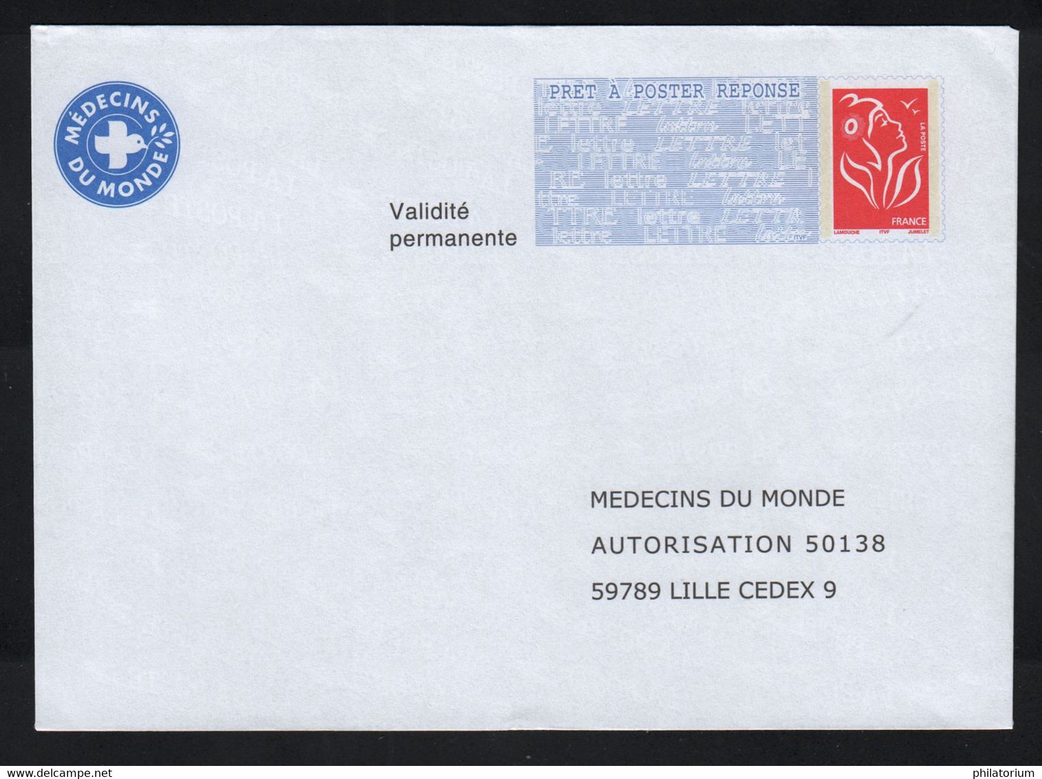 France PAP Prêt à Poster Réponse Postréponse Type Lamouche 155 X 110  Médecins Du Monde - Prêts-à-poster:Answer/Lamouche